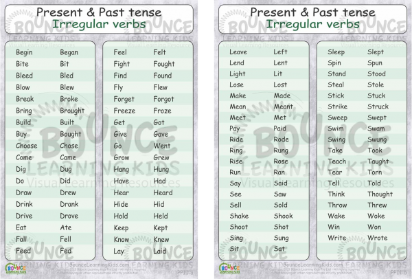 irregular verbs present tense english