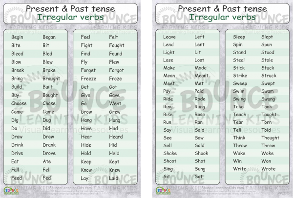 english irregular verbs present tense