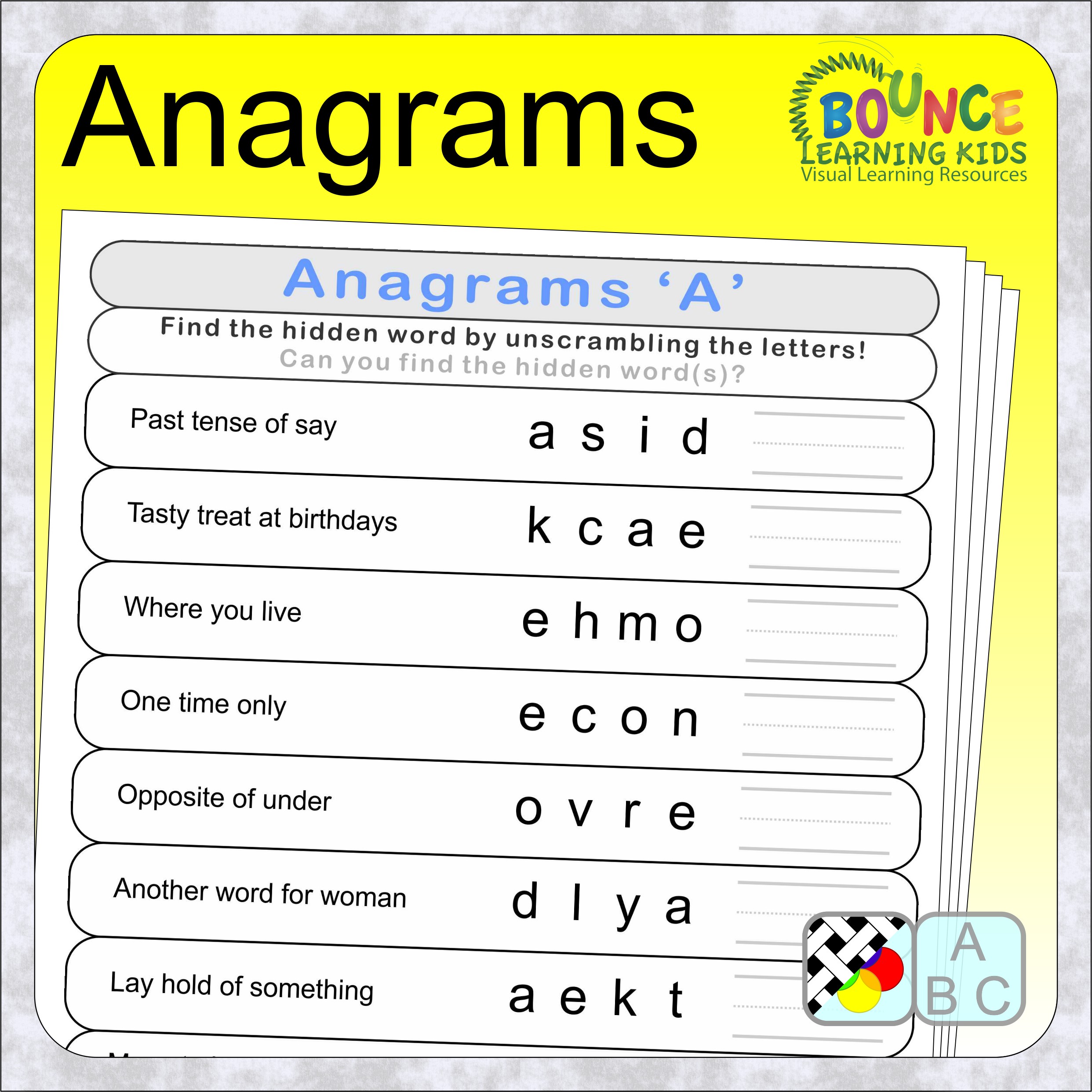 Printable Anagram Puzzles
