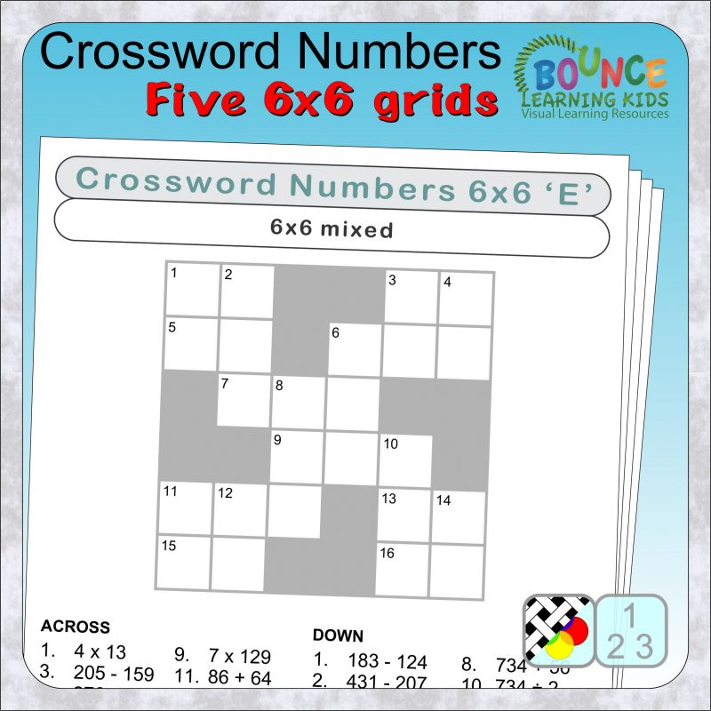 Crossword Numbers worksheets 6x6