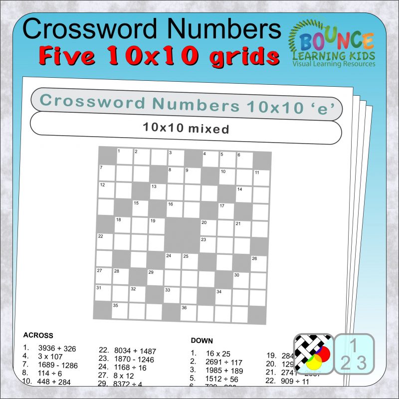 Crossword Numbers worksheets 10x10