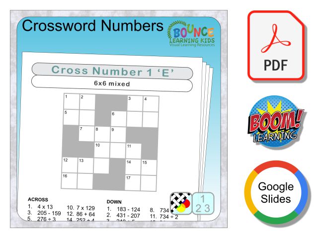 Crossword Numbers 3 (10x10 crossword grids GOOGLE Slides)