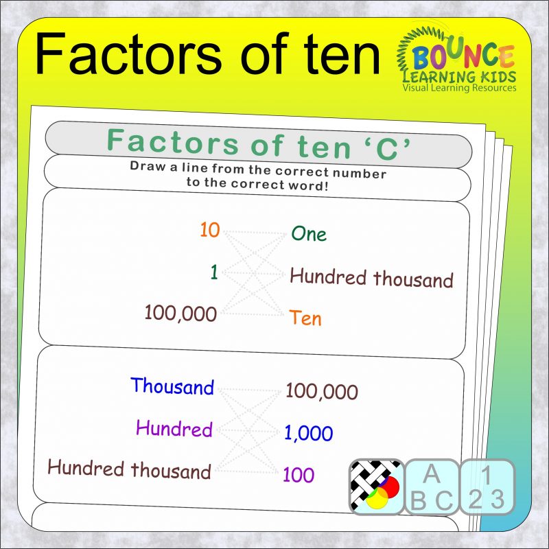 Factors of 10 worksheets