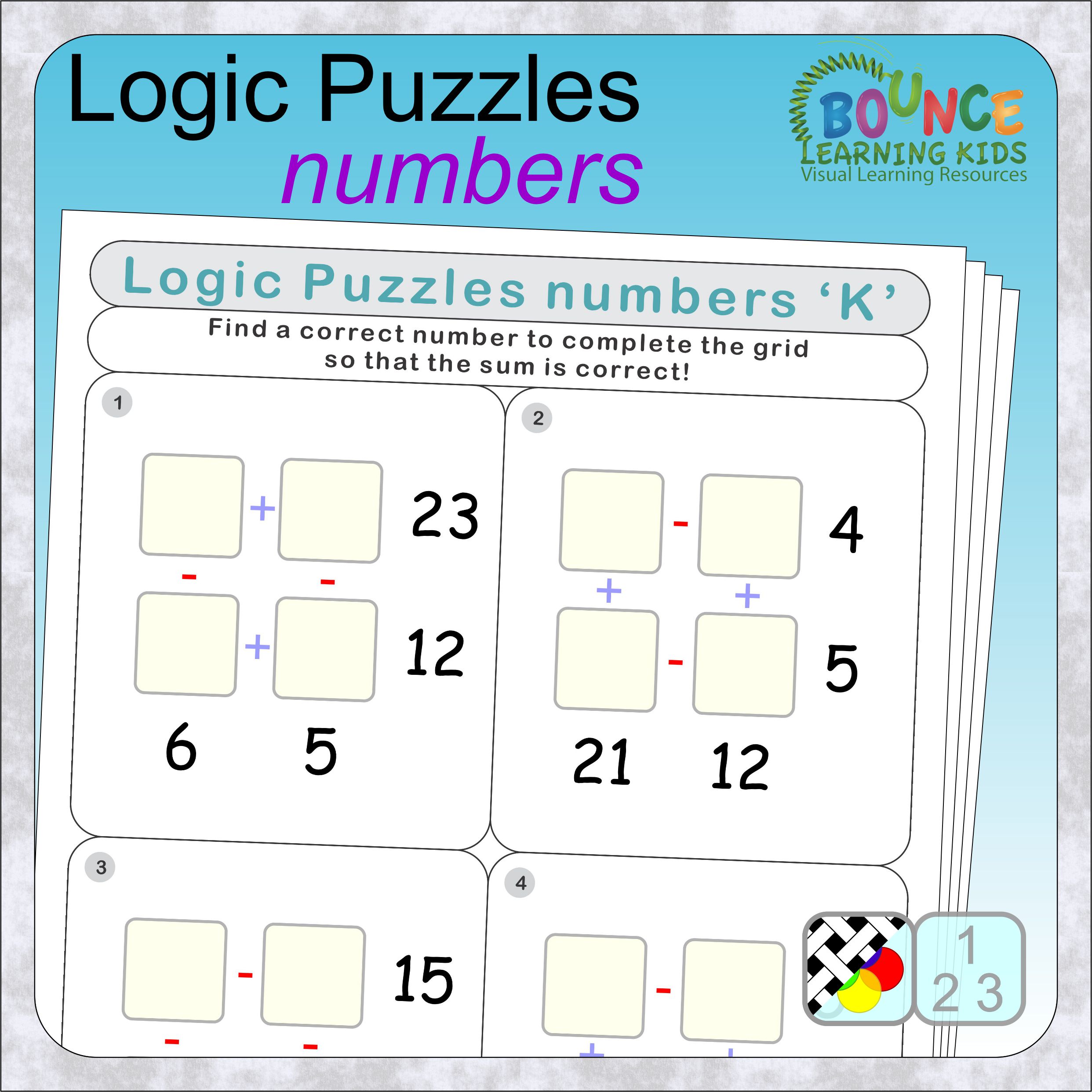 4 Fun Logic Puzzles Numbers Worksheets Series To Download