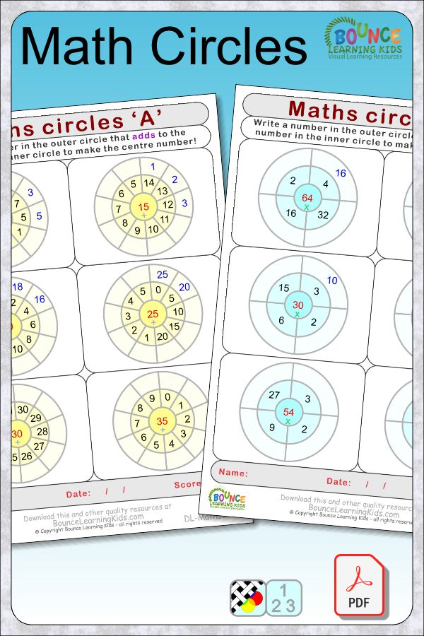 Fun Math Circles Resources Add Subtract Multiply Divide