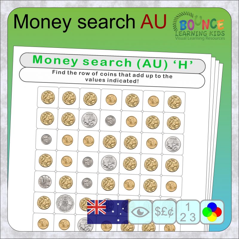 Money search Australia worksheets