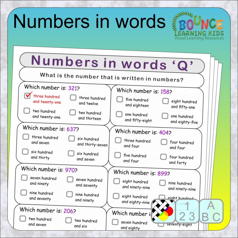 Numbers in words worksheets