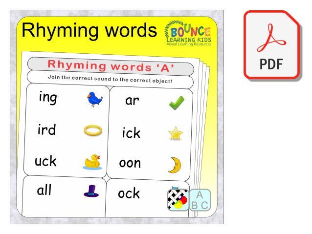 4 fun Rhyming words worksheets to download