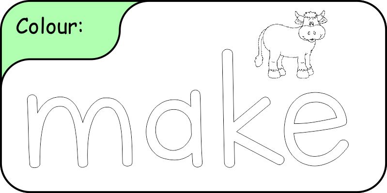 Sight words - colour in the letters of the word