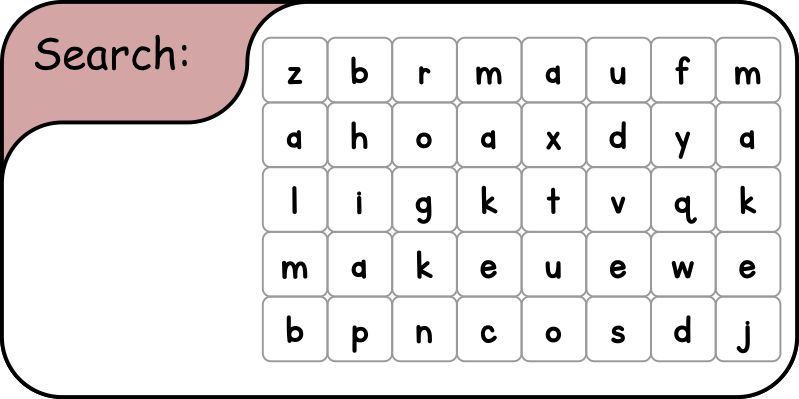 Sight words - practice finding the word in the wordsearch grid
