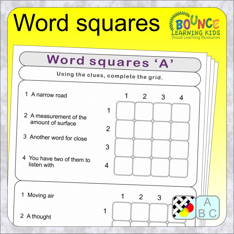 Word squares worksheets