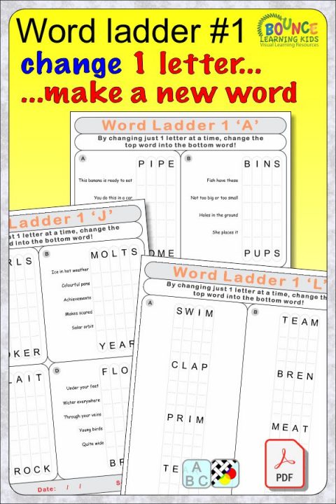 Fun Word ladders printables, BOOM Learning & GOOGLE Slides