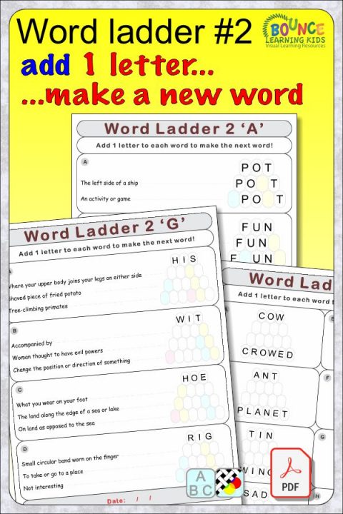 Fun Word ladders printables, BOOM Learning & GOOGLE Slides